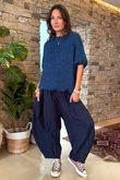 Made in Italy Big Softie Cap Sleeve Knit Top Dark Denim